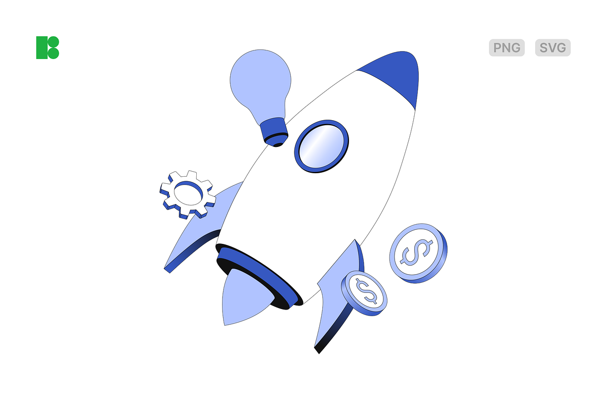 Launching profitable startup project, a Finance Illustration by Icons8