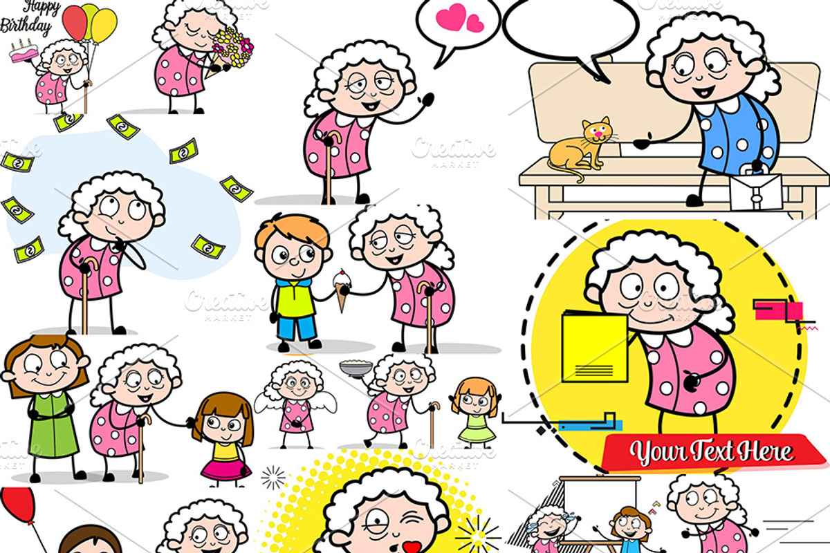 Grandmother ~ Cartoon Character Set, a Person Illustration by The Toon Company (Photo 4 of 12)