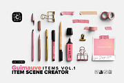 Pens & Washi Tape Desk Elements, a Product Mockup by Custom Scene (Thumbnail 1 of 7)