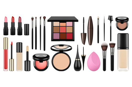Cosmetics and brushes. Isolated, a Graphic by Valerie Bodnar