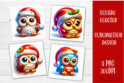 3D Christmas Coaster Sublimation, an Animal Illustration by ElenazlataArt (Thumbnail 2 of 9)