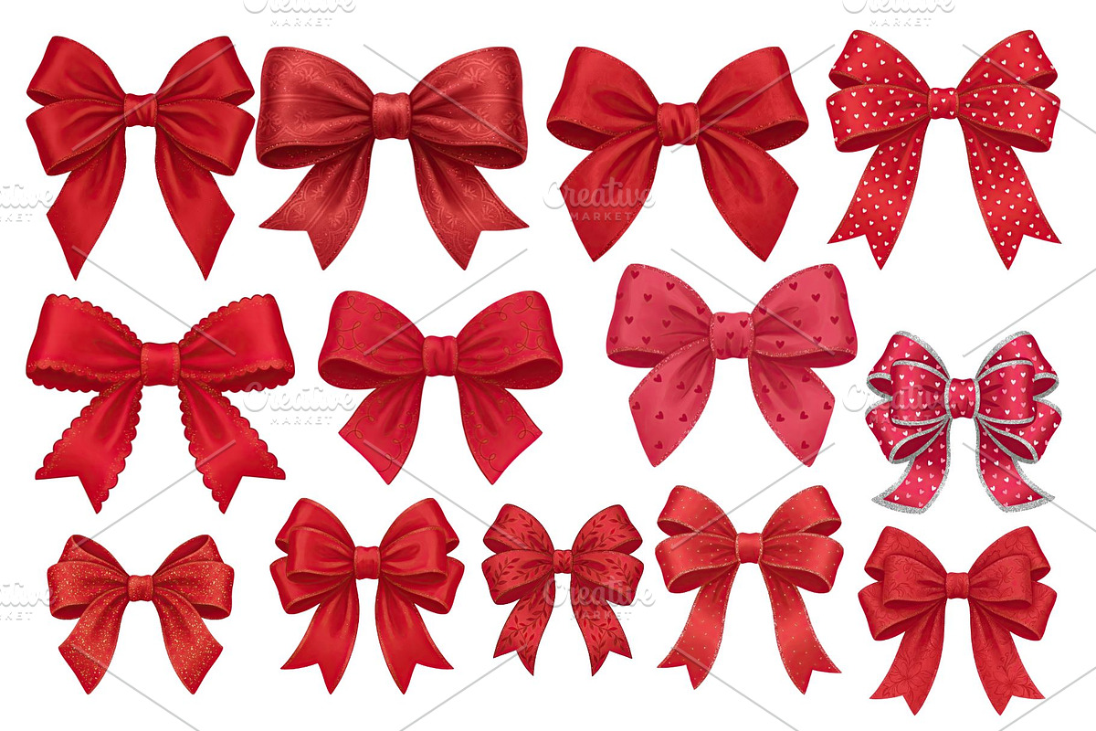 Red Textured Bows Mega Bundle, a Decorative Illustration by Stellalunarts (Photo 22 of 23)