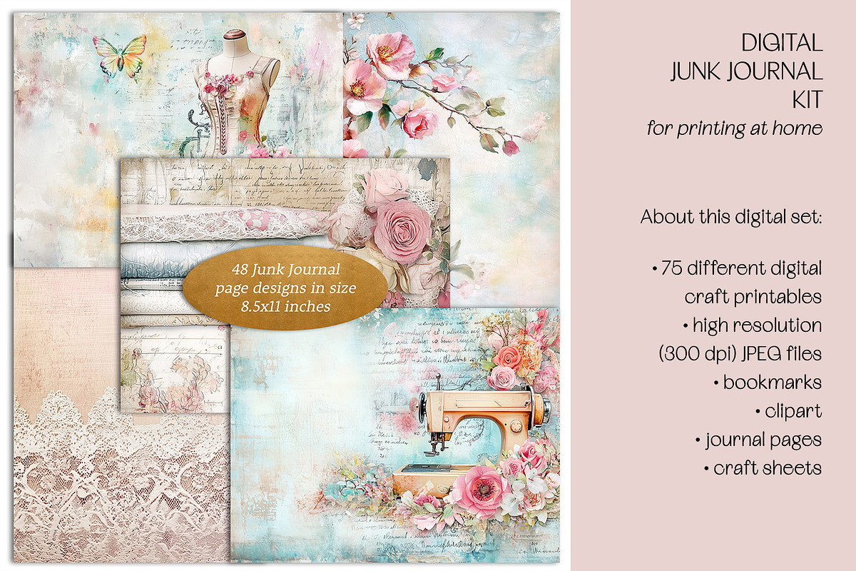 The Seamstress Big Junk Journal Kit, a Background Graphic by The Dutch Lady Designs (Photo 4 of 8)