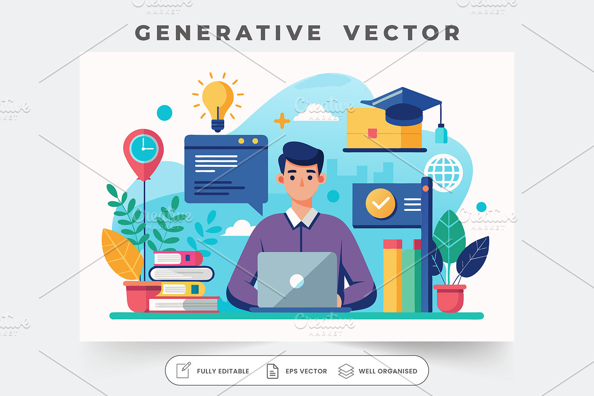 A person in a purple sweater works o, a Graphic by SouravDesign