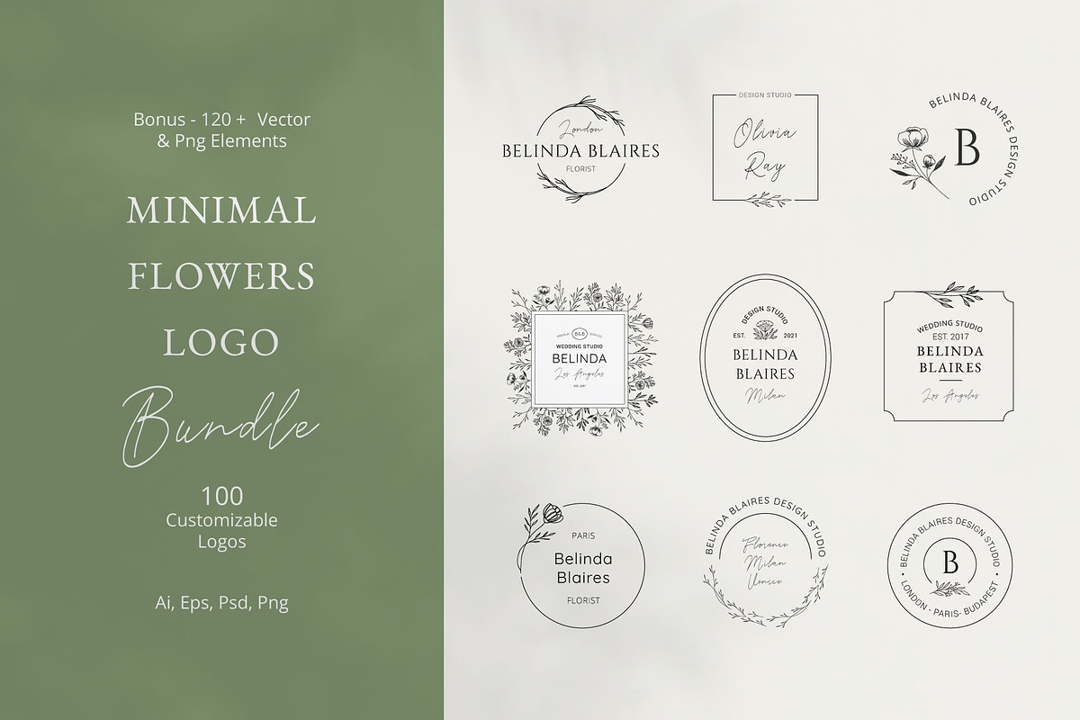 Minimal Flowers Logo Bundle, a Branding & Logo Template by Anatartan Design (Photo 1 of 12)