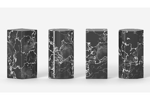 Black Marble Stone Pedestals Or