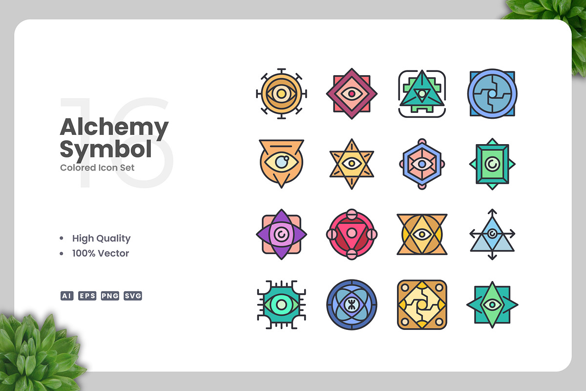 Alchemy Symbol Colored Icons, an Icon by Upnowgraphic