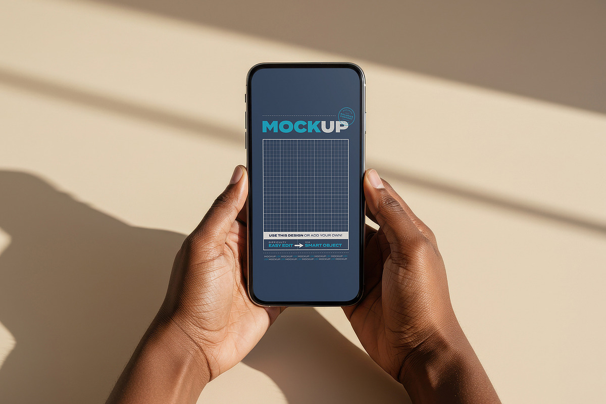 Hands Holding Cellphone Mockups, a Mockup by Luuqas Design (Photo 1 of 2)
