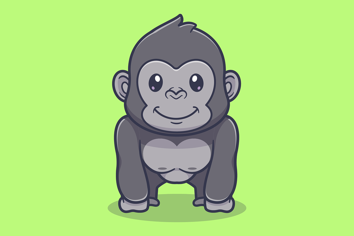 Cute Happy Gorilla Cartoon, an Animal Illustration by Catalyst Labs