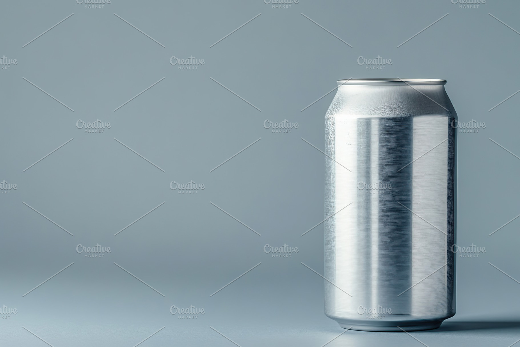 Aluminum can with water drops on grey background, a Food & Drink Photo by AlyaAnd