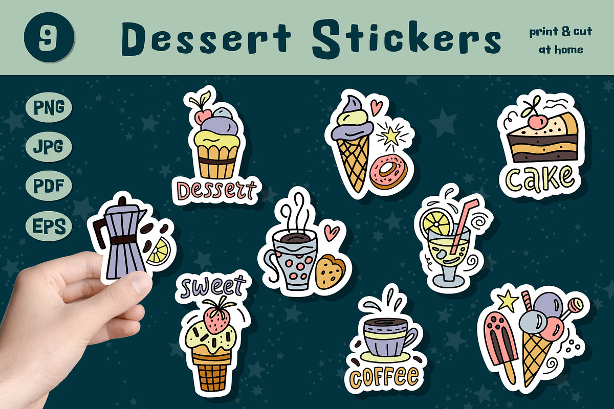 Sweets stickers. Dessert clipart, a Graphic by rinaletters (Photo 1 of 5)