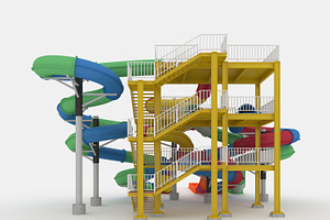 3D Model Waterpark Slide 4