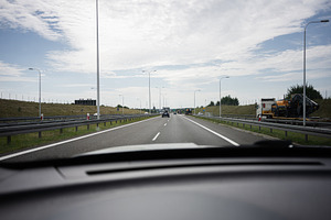 Highway view with vehicles and scenic sky in  Poland, a Photo by AS photostudio