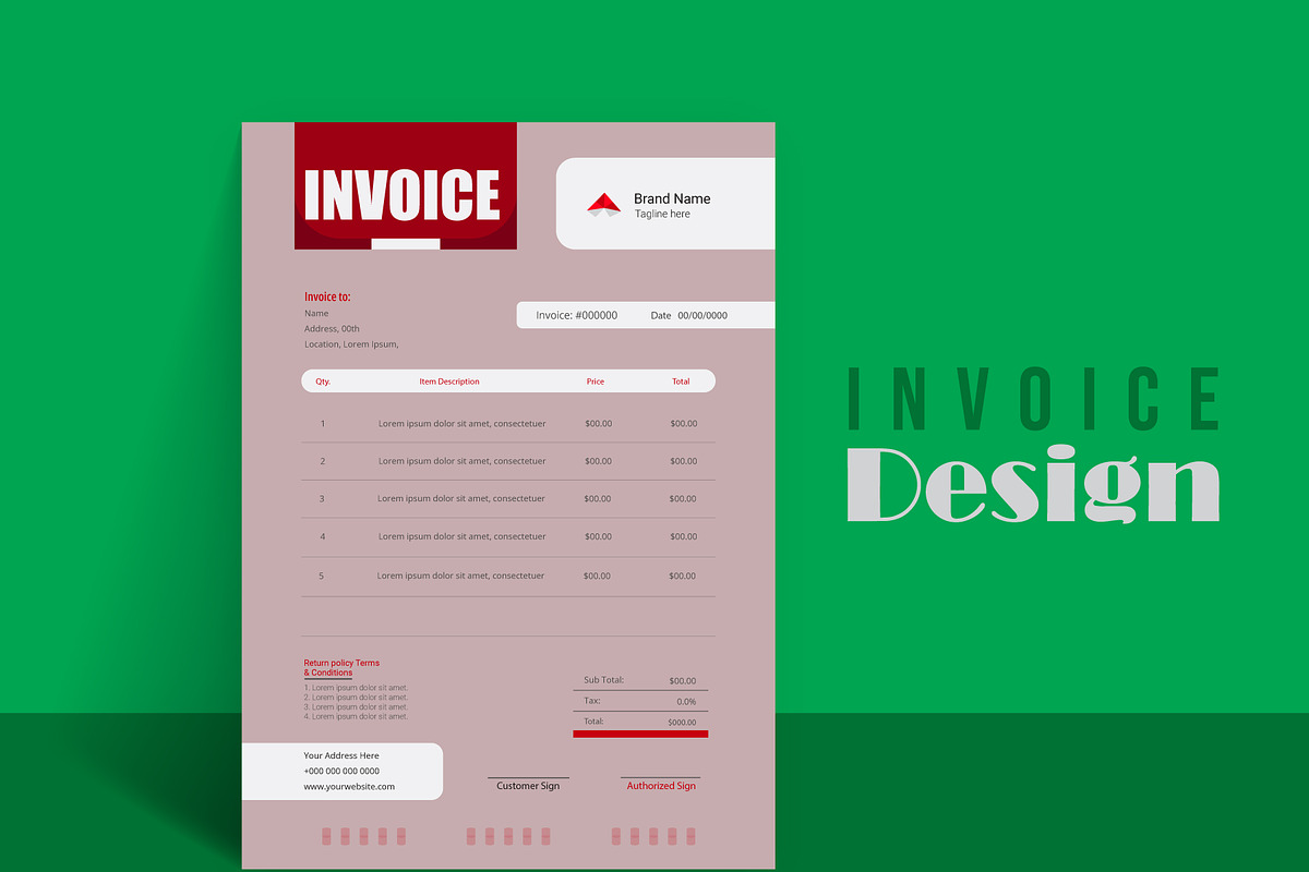 Simple Invoice Design Bundle, a Stationery Template by hkmonir (Photo 2 of 3)