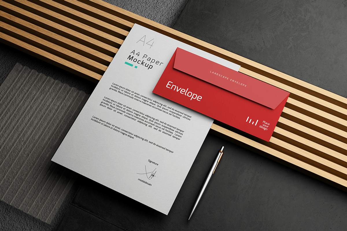 Envelope and A4 Paper Mockup, an Advertising Mockup by Modaldesain (Photo 3 of 4)