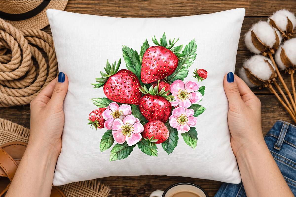 Strawberry Pink Floral Clipart, a Seasonal Illustration by designcity5 (Photo 4 of 5)
