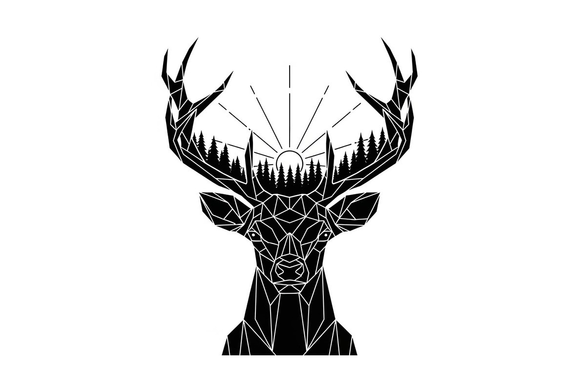 Artistic Geometric Deer Head Bundle, an Illustration by yasushie (Photo 12 of 31)