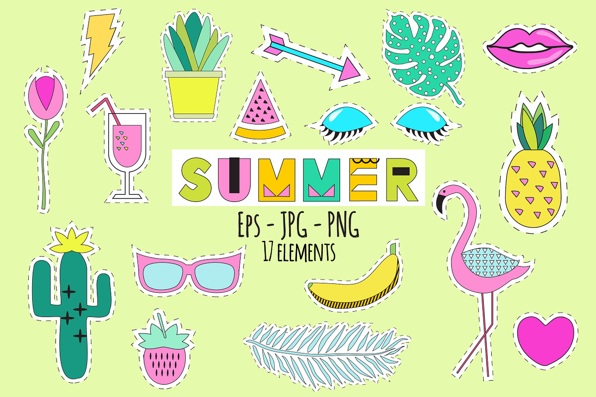 Summer Stickers Vector+ Png+Planner, an Illustration by Annakristal (Photo 2 of 3)