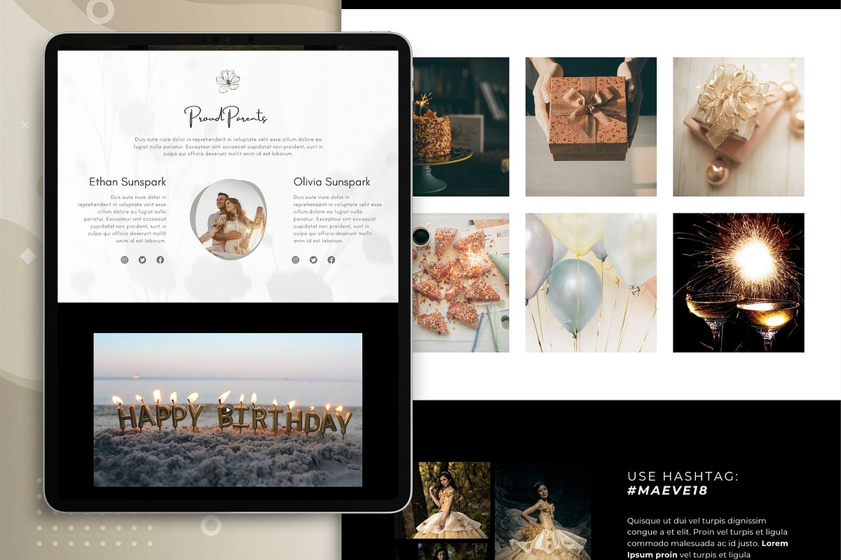 Debutant Birthday Canva Landing Page, a Landing Page Template by Kromatic Design Studio (Photo 6 of 20)