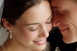 Romantic bride and groom touching, a Person Photo by MistyDay