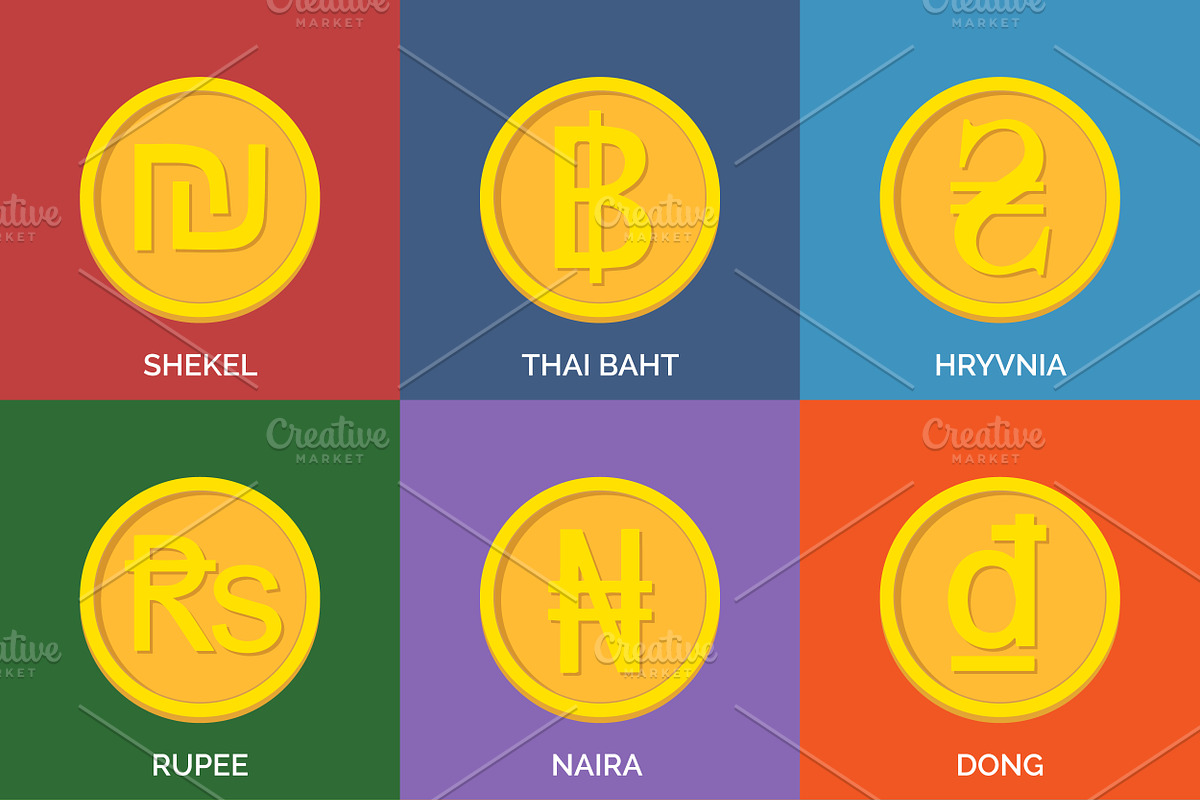 Currency Icons. Flat Golden Coins, an Icon by sibgat (Photo 2 of 3)