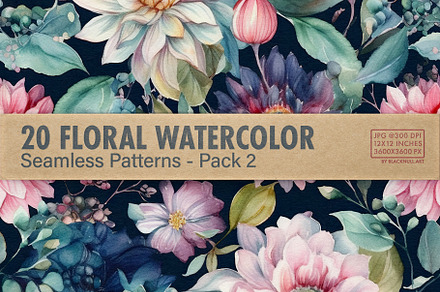 Floral Watercolor Seamless Patterns