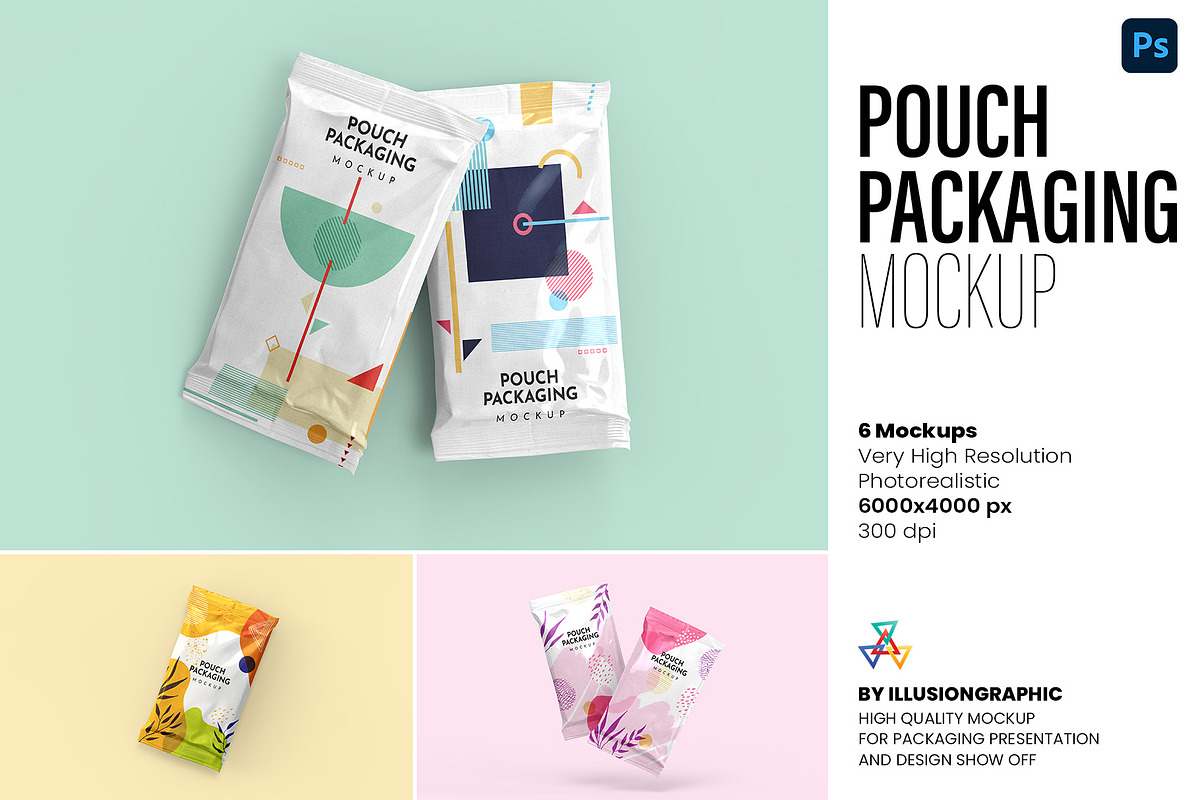 Pouch Packaging Mockup - 8 views, a Packaging Mockup by Illusiongraphic (Photo 1 of 18)