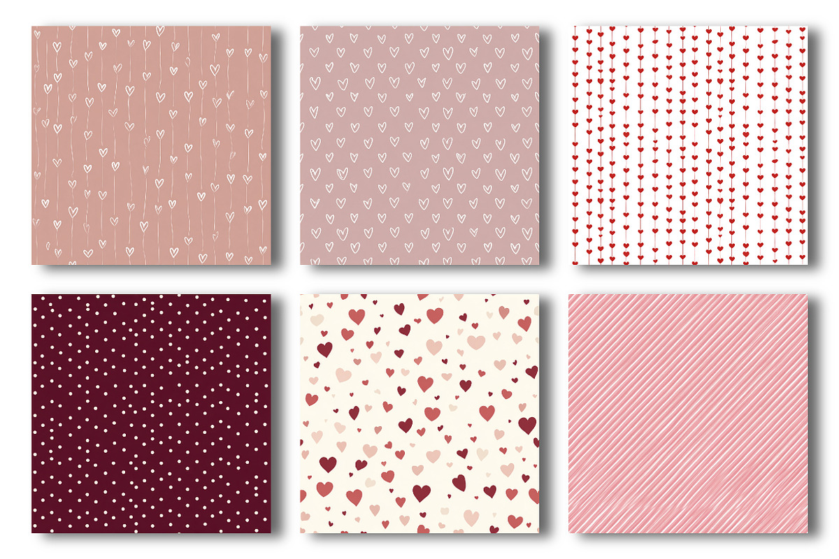 Valentine Hearts Seamless Patterns, a Pattern Graphic by OK Design (Photo 2 of 3)