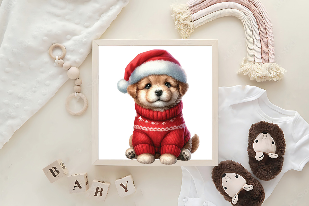 Cute Christmas Farm Animals Clipart, an Illustration by CraftArtStudio (Photo 6 of 6)