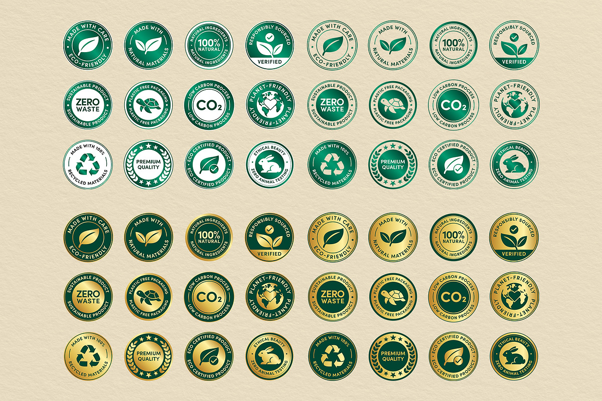 Eco Friendly Badge Sticker Set Vecto, an Object Graphic by DesignerCandies (Photo 3 of 9)