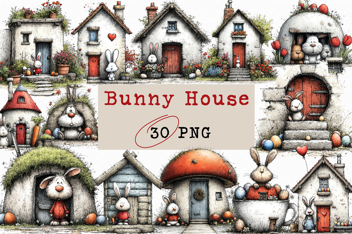 Easter Bunny House Clipart, an Illustration by Libby Wishes (Photo 1 of 6)