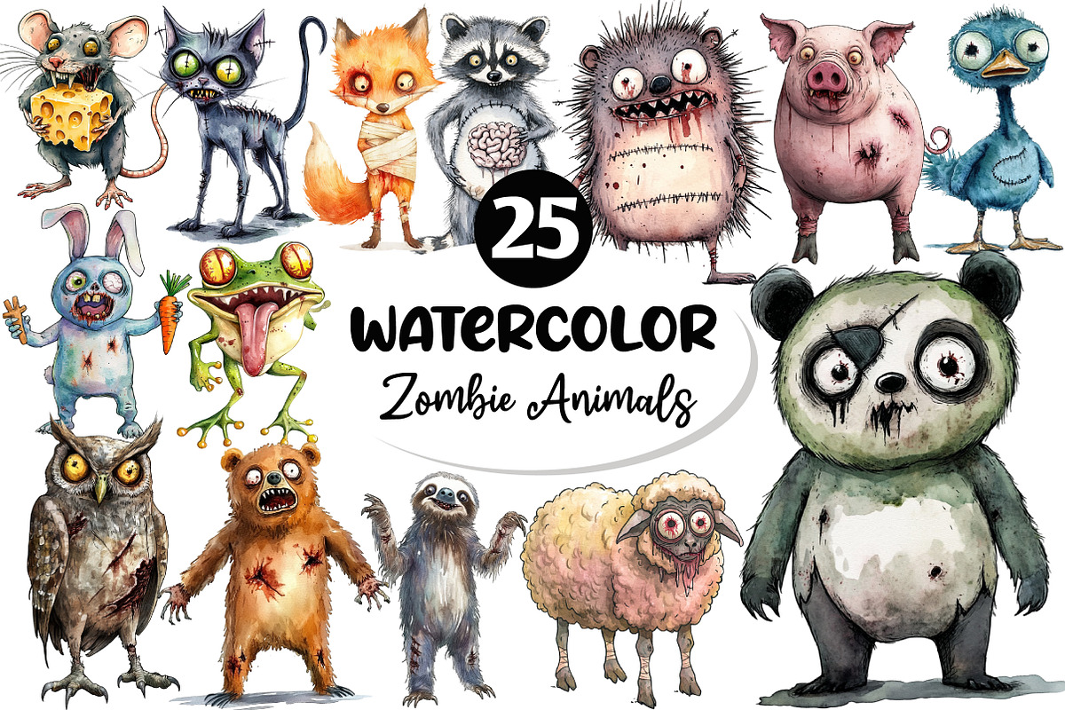 Zombie Animals Clipart PNG, an Illustration by Dream Creation (Photo 1 of 5)