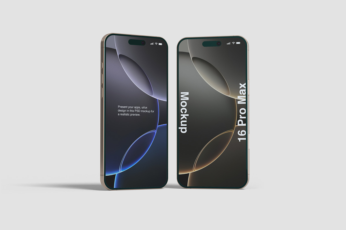 iPhone 16 Pro Max Mockups, an iPhone Mockup by graphiccrew (Photo 3 of 16)