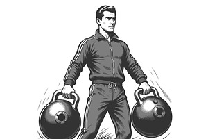 Athletic Man Lifting Heavy, a Sport Illustration by AlexArt