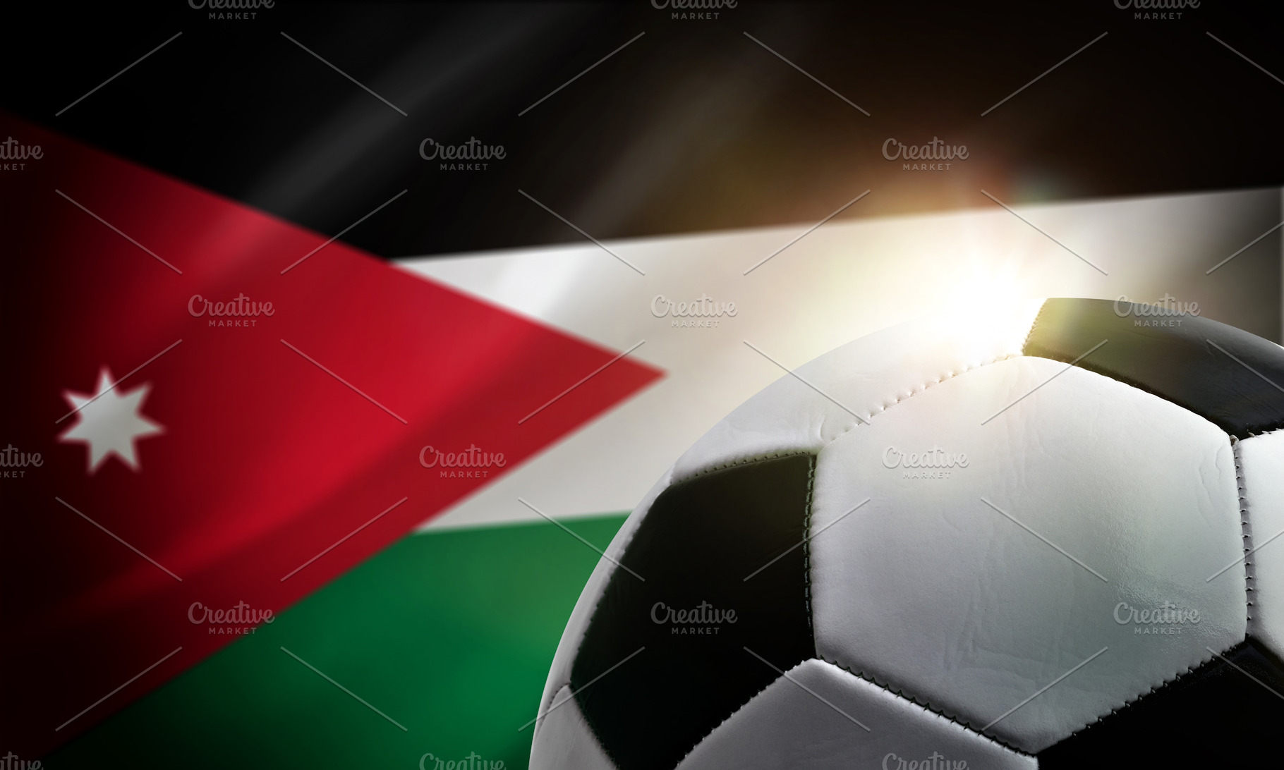 Jordan Flag Soccer Ball with Dramatic Light Effect, a Sports & Recreation Photo by Davizro's Market
