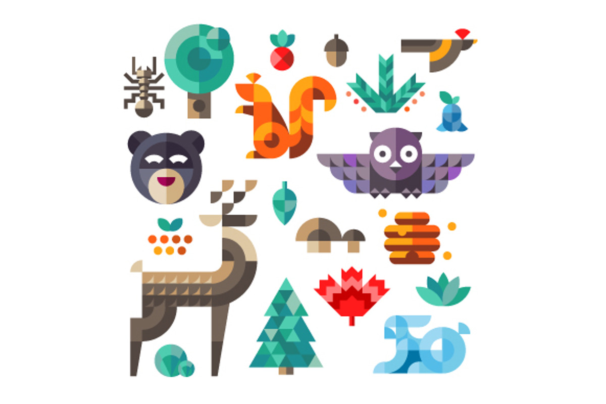 Magic animal world, geometric flat, an Animal Illustration by Oleg Beresnev (Photo 4 of 5)