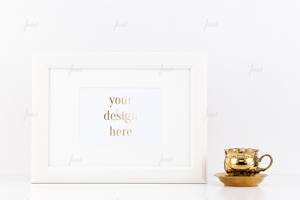 Styled frame with cute gold cup, a Print Template by JustLikeMyDesktop