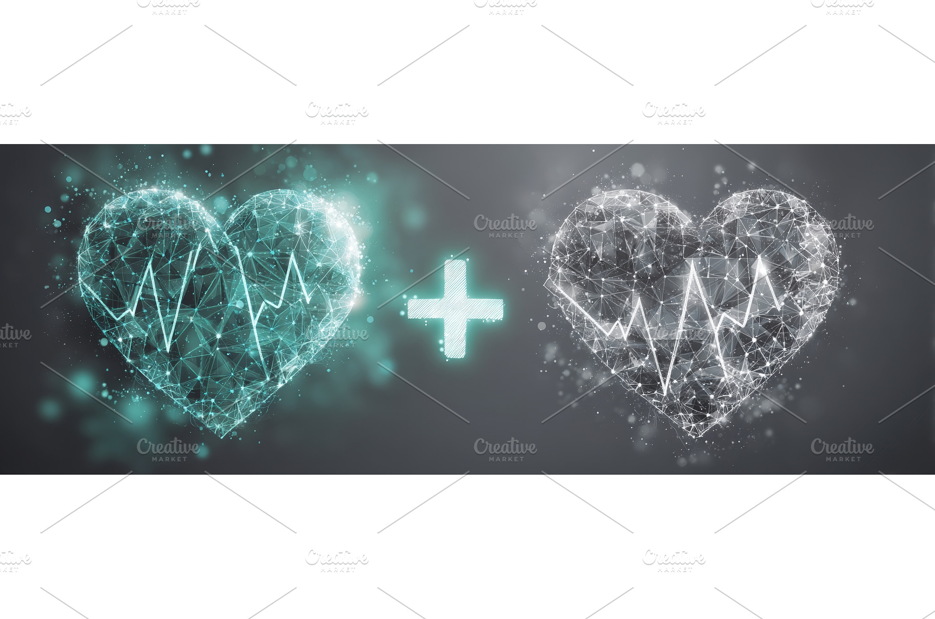 A banner featuring a heartbeat line, a Technology Photo by ZinetroN