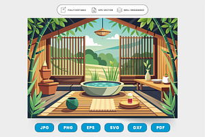 Cartoon illustration of a spa room w, a Graphic by SaroStock