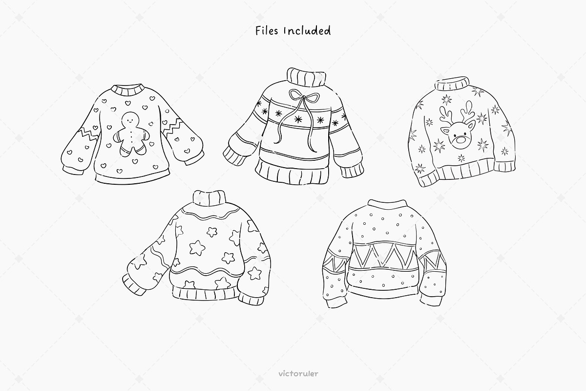 Hand Drawn Sweaters Clipart, a Seasonal Illustration by Victoruler (Photo 2 of 5)