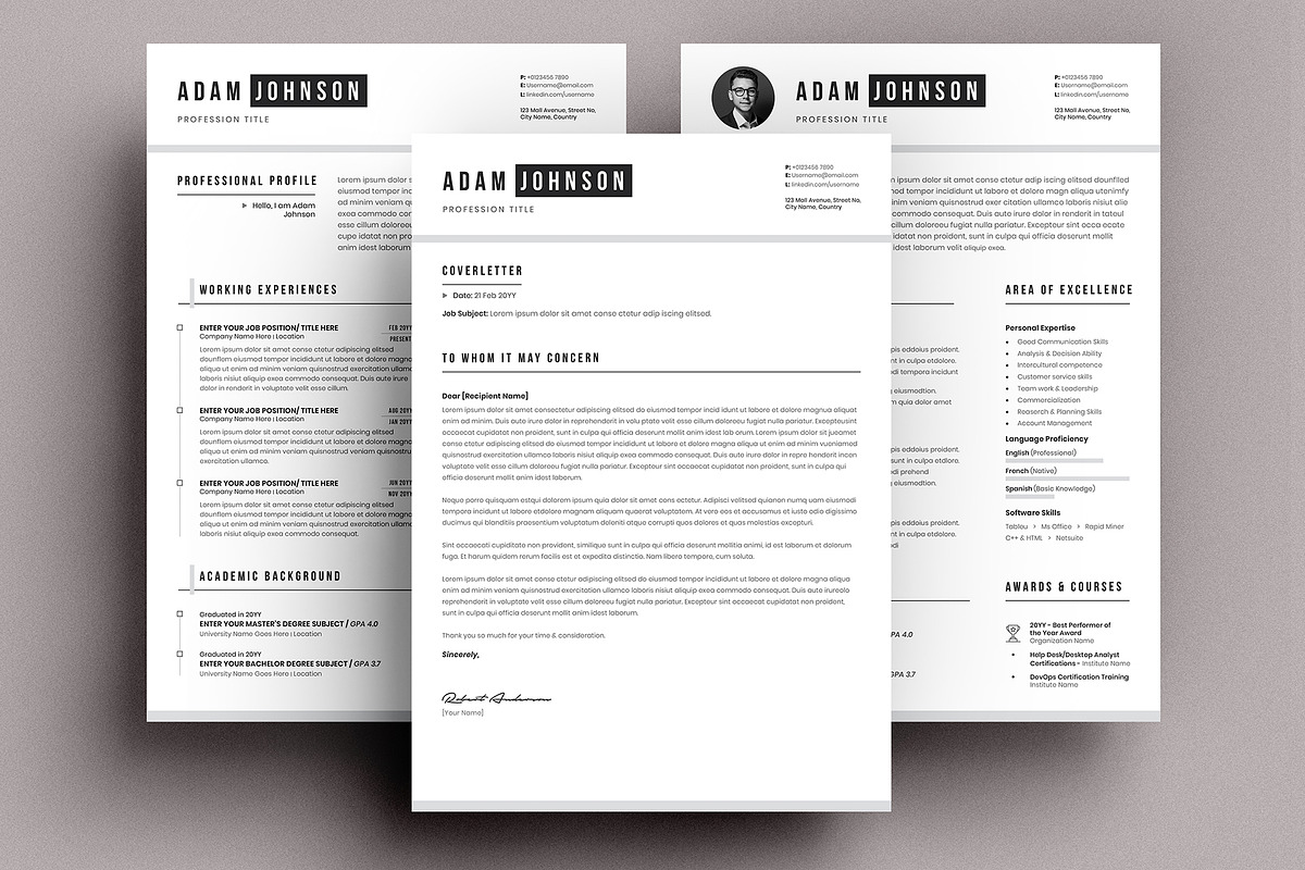 Clean Resume Cv Template Word Pages, a Resume Template by Tbunny (Photo 4 of 7)