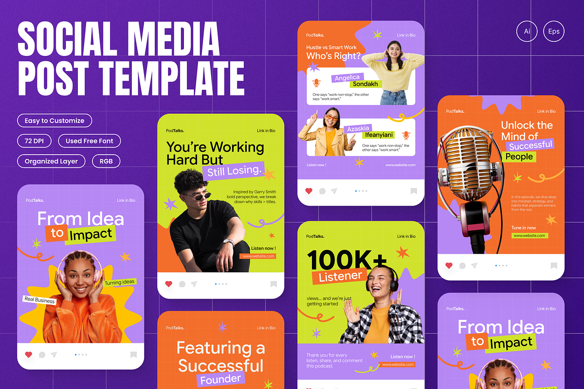 Business Talk Podcast Instagram Post, a Social Media Template by Annora Studio (Photo 1 of 6)