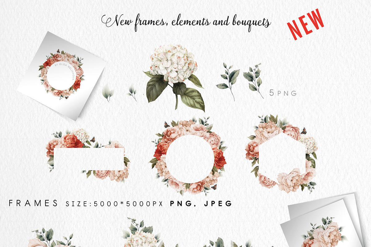 Watercolor Floral Bundle, a Texture Illustration by ollalya (Photo 62 of 112)