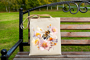Bee and Flowers Watercolor clipart, an Object Graphic by Regulrcrative (Thumbnail 2 of 7)