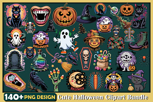 Cute Halloween Clipart Bundle