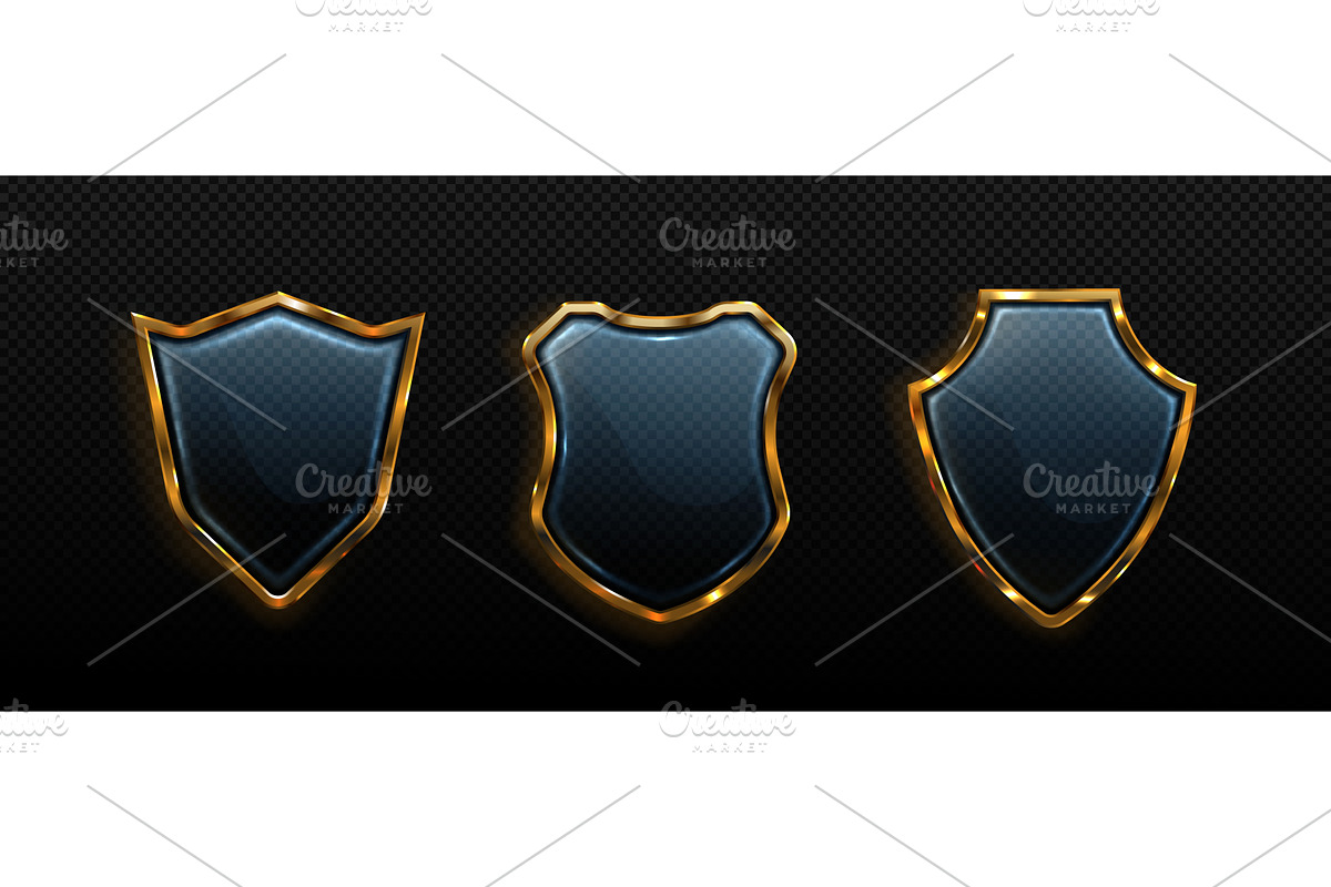 3d transparent glass shields with, an Object Illustration by art PVP - market