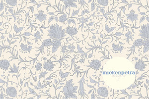 BlueBeige Vintage Floral Pattern PSD, a Pattern Graphic by Mieken Petra Designs