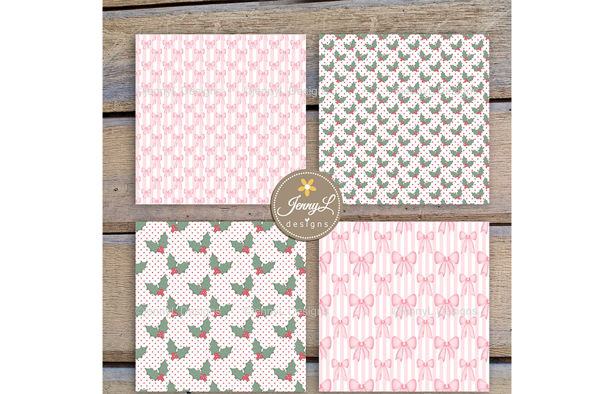 Coquette Christmas Digital Paper, a Pattern Graphic by JennyL Designs (Photo 5 of 8)
