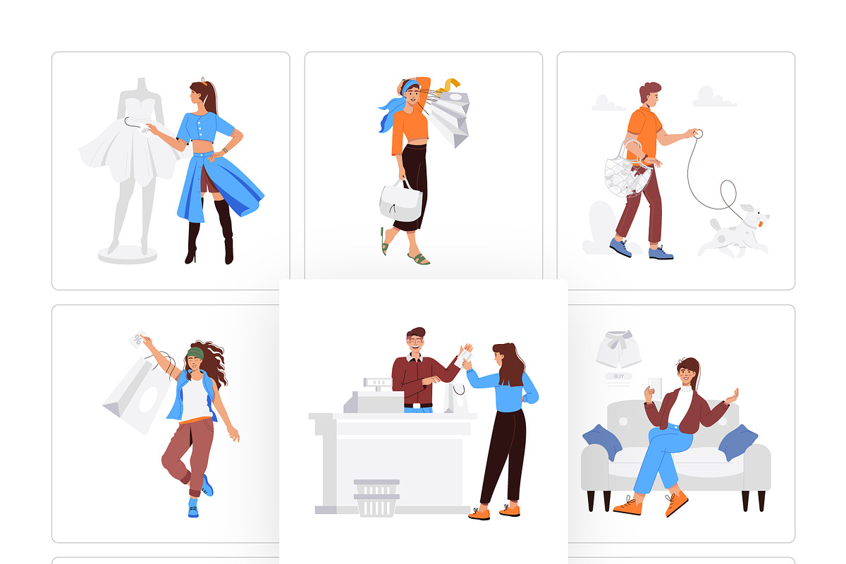 Shopping Vector Illustration Set, a Person Illustration by Vectors Market (Photo 6 of 8)