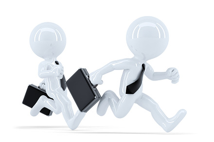 Running businesspeople
